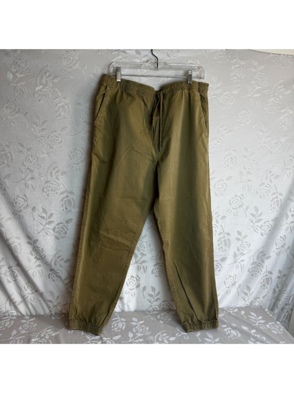 American Eagle Mens Khaki Jogger Pants Elastic Waist & Cuffs Back & Side Pockets - Picture 4 of 11